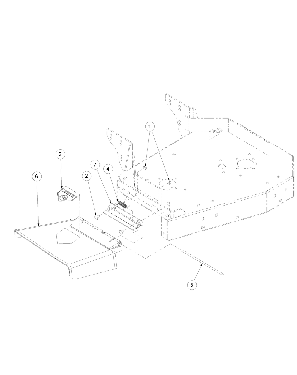 Chute Assembly 32 And 36-Inch Diagram and Parts List for G1332 55AI5GMQ050-WAM Cub Cadet Lawn Mower